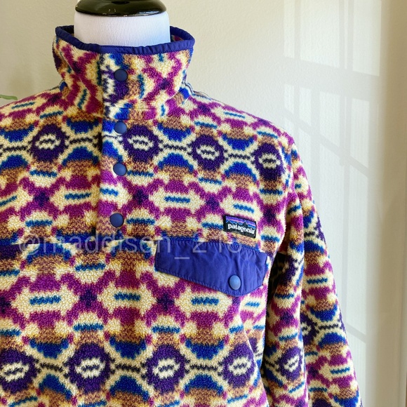 Patagonia Synchilla Snap-T Fleece Small Pullover Aberdeen Butterfly Aztec S - Picture 1 of 12